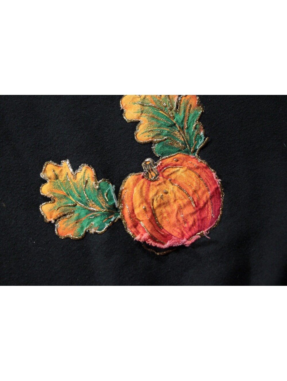 Women's Vintage 90s Fall Autumn Sweatshirt JERZEES Applique Pumpkin XL - Picture 6 of 9